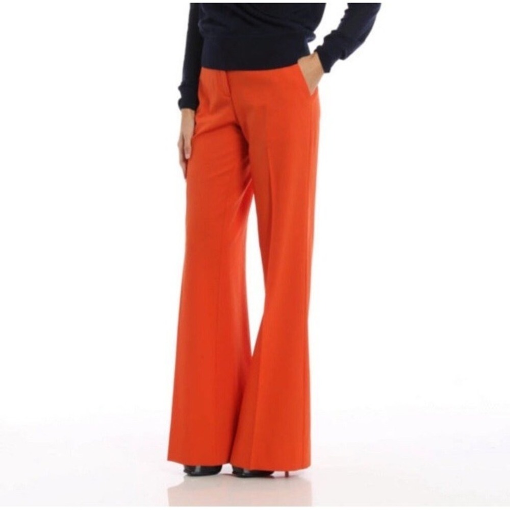 Diane Von Furstenberg Women's Size 0 DVF‎ Katara Chambray Wide Leg Pants Orange